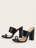 New Summer Design Clip Toe Narrow Band Block Heels Sandals