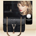 Stone Pattern Handbag Crocodile Leather Crossbody Bags