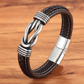 Classic Unisex  Geometric Stainless Steel  Leather Bracelets