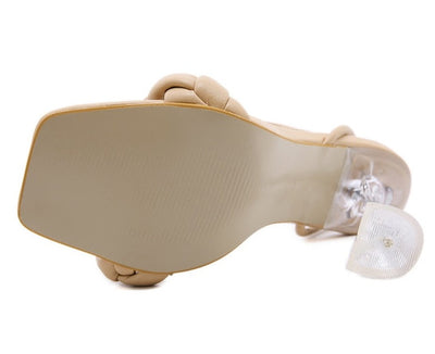 New Summer Fashion Design Weave Transparent Strange High Heels Sandals