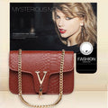 Stone Pattern Handbag Crocodile Leather Crossbody Bags