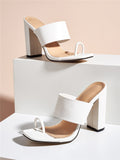 New Summer Design Clip Toe Narrow Band Block Heels Sandals