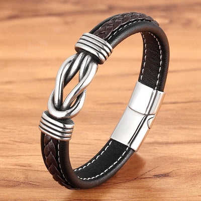 Classic Unisex  Geometric Stainless Steel  Leather Bracelets
