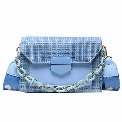 Wide Strap Designer Lady Handbags Fashion Chain Purses