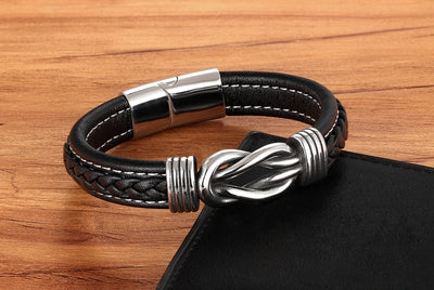 Classic Unisex  Geometric Stainless Steel  Leather Bracelets