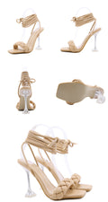 New Summer Fashion Design Weave Transparent Strange High Heels Sandals