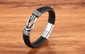 Classic Unisex  Geometric Stainless Steel  Leather Bracelets