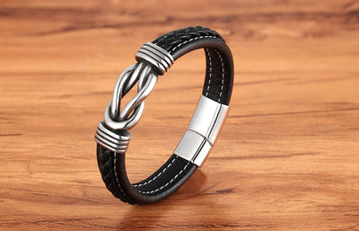 Classic Unisex  Geometric Stainless Steel  Leather Bracelets