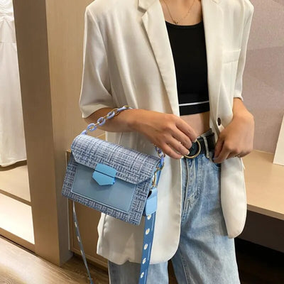 Wide Strap Designer Lady Handbags Fashion Chain Purses