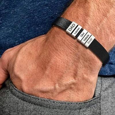 Engrave Polished Customized Leather Bracelets