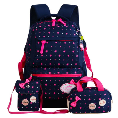 3pcs/Set Children Teenagers Girls Printing School Backpack