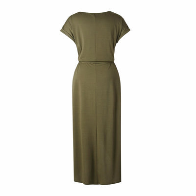 New Elegant Summer Fashion O-Neck Split Dress