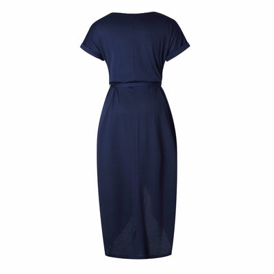 New Elegant Summer Fashion O-Neck Split Dress
