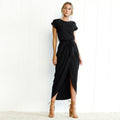 New Elegant Summer Fashion O-Neck Split Dress