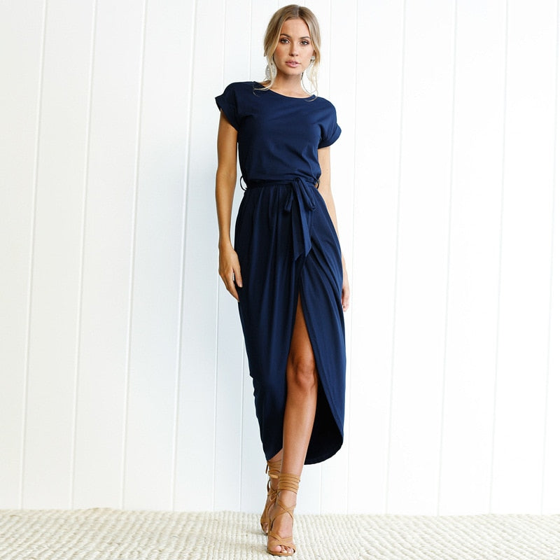 O neck split clearance dress