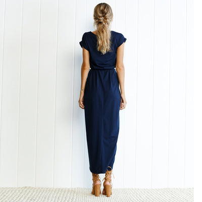 New Elegant Summer Fashion O-Neck Split Dress