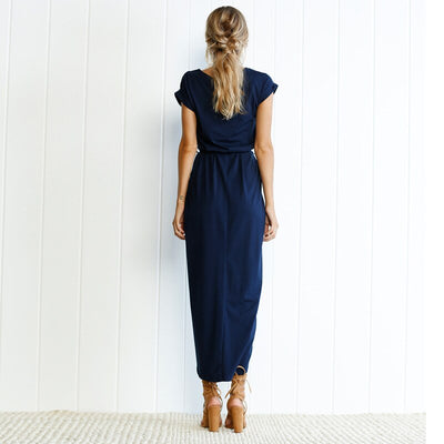 New Elegant Summer Fashion O-Neck Split Dress