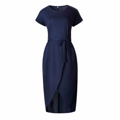 New Elegant Summer Fashion O-Neck Split Dress