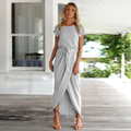 New Elegant Summer Fashion O-Neck Split Dress