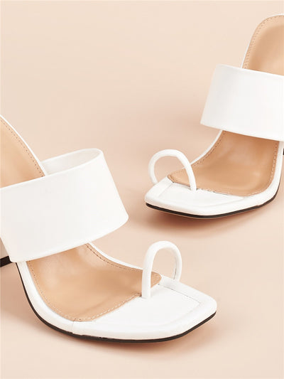 New Summer Design Clip Toe Narrow Band Block Heels Sandals