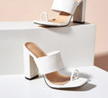 New Summer Design Clip Toe Narrow Band Block Heels Sandals