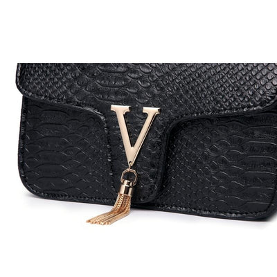 Stone Pattern Handbag Crocodile Leather Crossbody Bags