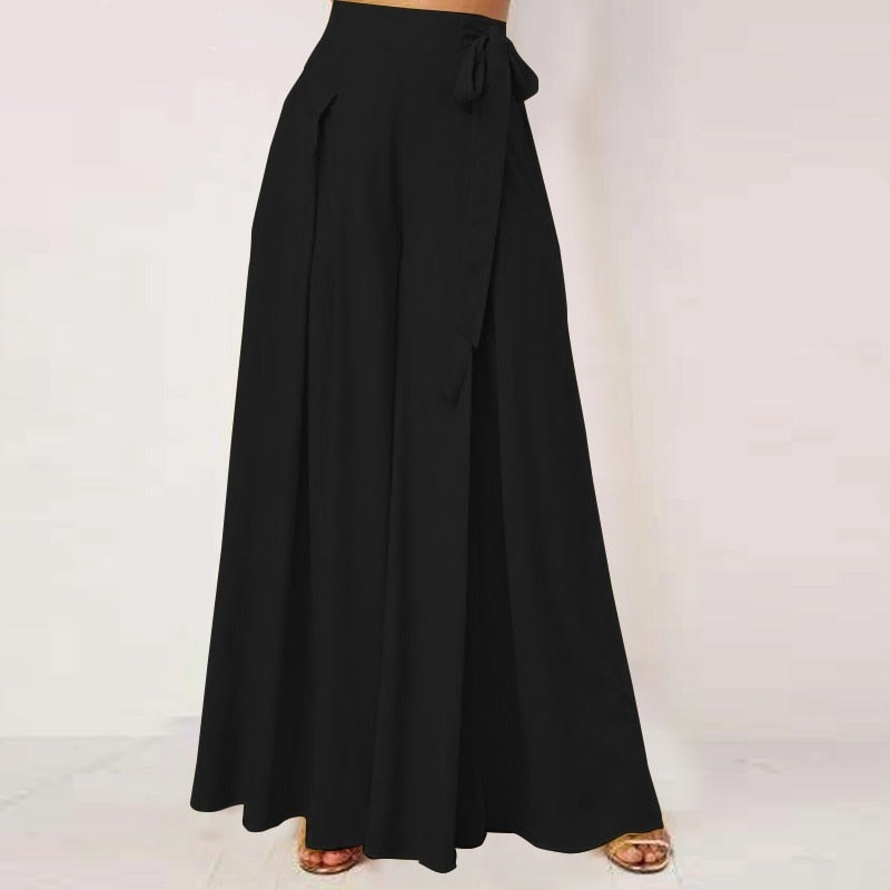 Solid pleated sales wide leg trousers
