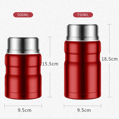 Portable Large Capacity Thermos Stainless Steel Jar Food Flask With a Spoon 500/750ml