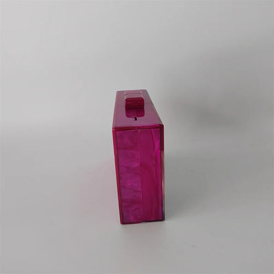 Pearl Hot Rose Pink Plaid Acrylic  Evening Clutch Bags