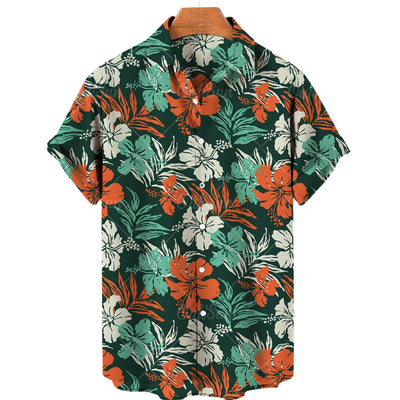 Floral Hawaiian Printed  Beach  Lapel Shirts