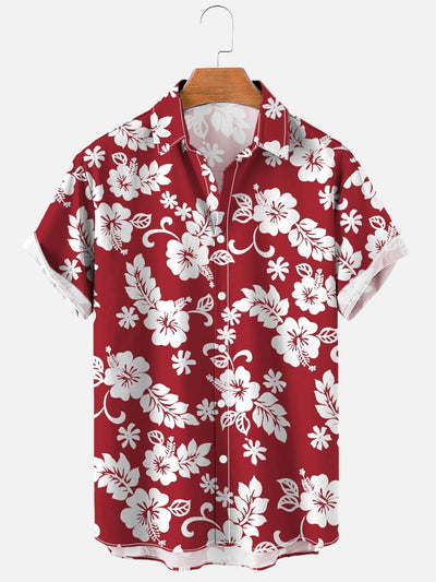 Floral Hawaiian Printed  Beach  Lapel Shirts