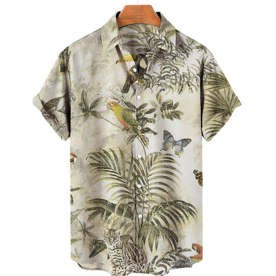Floral Hawaiian Printed  Beach  Lapel Shirts