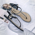 New Flat Bling Clip T-type Fashion  Buckle Beach Ladies Sandals