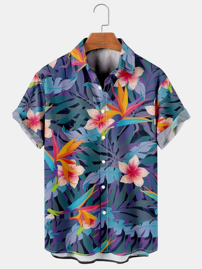 Floral Hawaiian Printed  Beach  Lapel Shirts