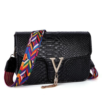 Stone Pattern Handbag Crocodile Leather Crossbody Bags