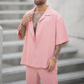 Men's 2 Piece Summer Fashion Button Down Beach Loose Outfit
