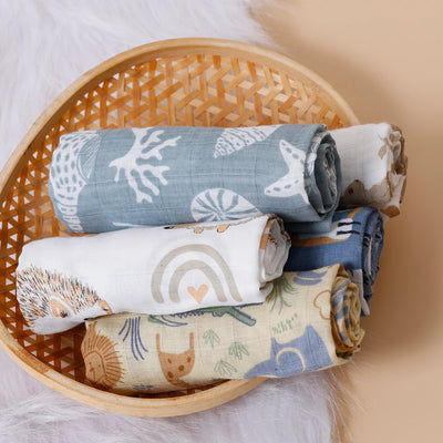 HappyFlute New Print 5Pcs/set  Soft Muslin Swaddle