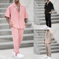 Men's 2 Piece Summer Fashion Button Down Beach Loose Outfit