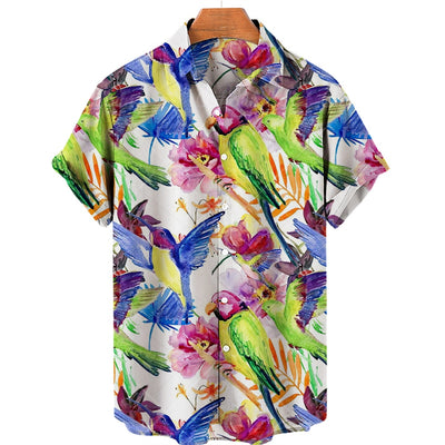 Floral Hawaiian Printed  Beach  Lapel Shirts