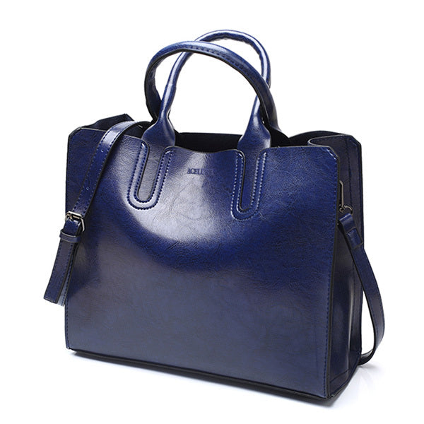 High-Quality Spanish Brand Trunk Leather Tote Shoulder Ladies Bag