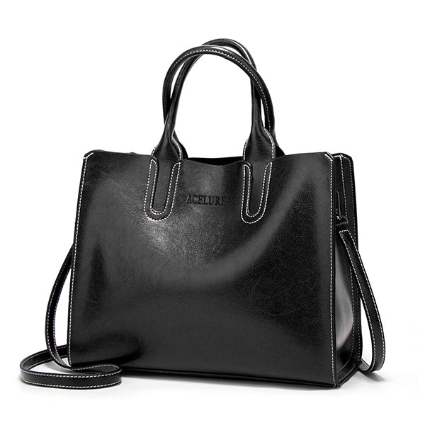 High-Quality Spanish Brand Trunk Leather Tote Shoulder Ladies Bag