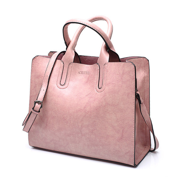 High-Quality Spanish Brand Trunk Leather Tote Shoulder Ladies Bag