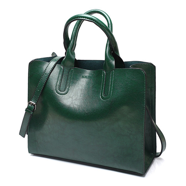 High-Quality Spanish Brand Trunk Leather Tote Shoulder Ladies Bag