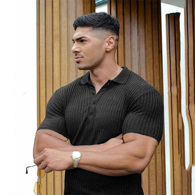 Knitted Short Sleeve Slim Fit Shirts