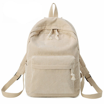 Soft Fabric Striped Corduroy Designer Teenage Girls School Backpack