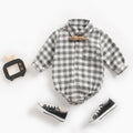 Newborn Baby Boys Bodysuits Fashion Plaid Long Sleeve