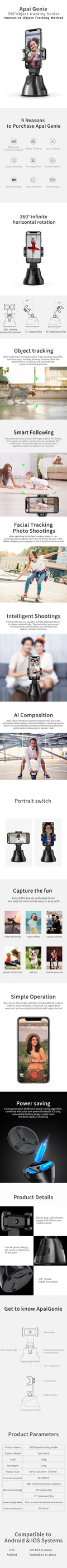 360 Auto Face Tracking Object Camera Phone Holder