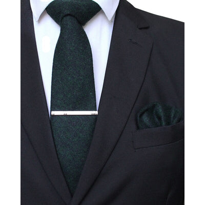 Cashmere Wool Necktie and Pocket Square Tie Clip Set for Men