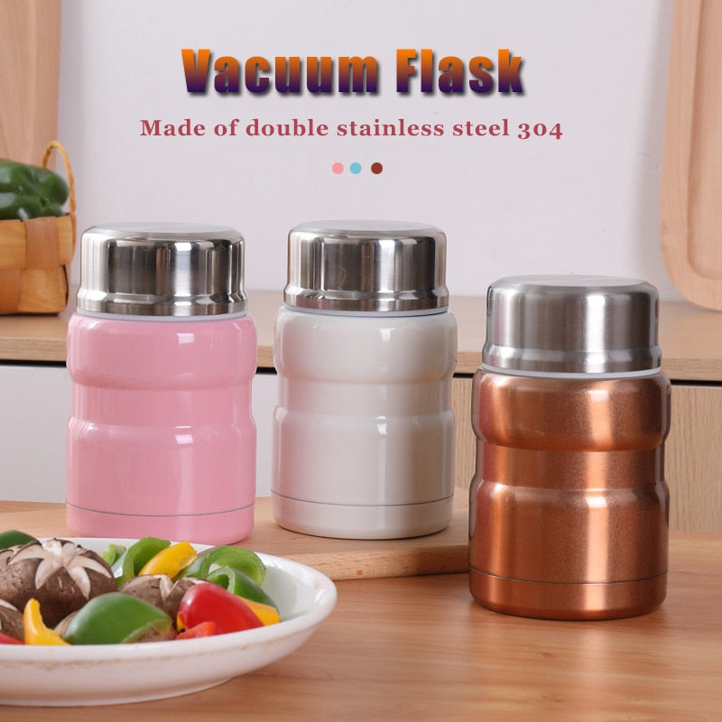 Portable Large Capacity Thermos Stainless Steel Jar Food Flask With a Spoon 500/750ml