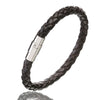 Genuine Leather Braided & Stainless Steel Magnetic Clasp Bracelet